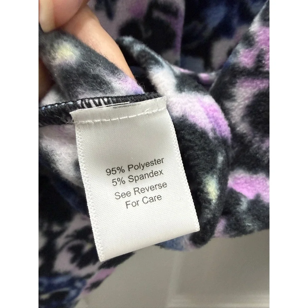 Vera Bradley Sporty Fleece Snap-Collar Pullover Plum Pansies Floral XS Womens